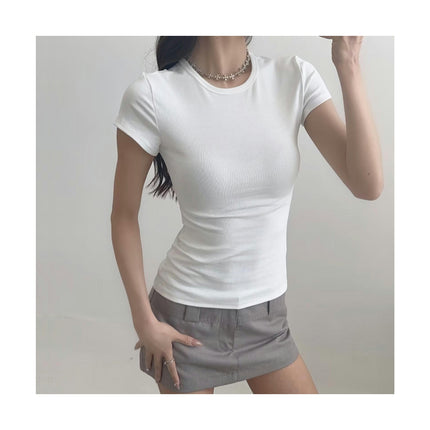 Women's Casual Basic Going Out Crop Tops Slim Fit Short Sleeve Crew Neck Tight T Shirts