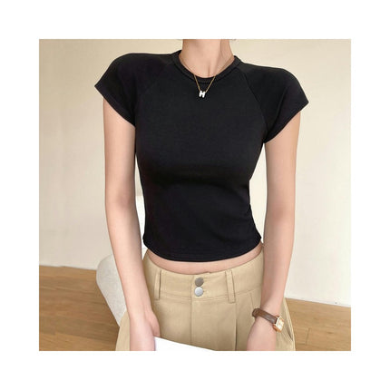 Women's Casual Basic Going Out Crop Tops Slim Fit Short Sleeve Crew Neck T Shirts