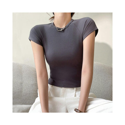 Women's Casual Basic Going Out Crop Tops Slim Fit Short Sleeve Crew Neck T Shirts