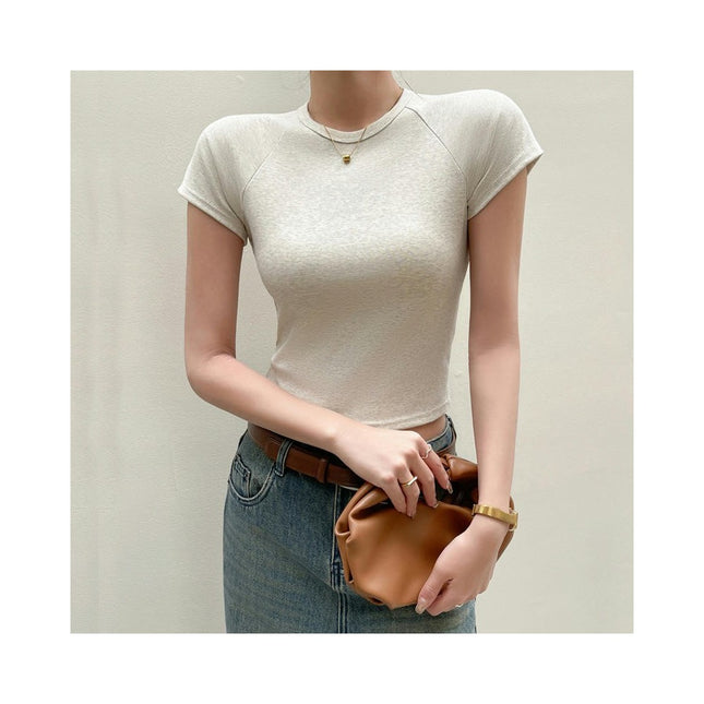 Women's Casual Basic Going Out Crop Tops Slim Fit Short Sleeve Crew Neck T Shirts