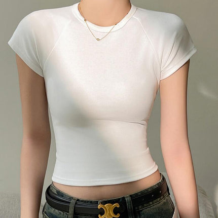 Women's Casual Basic Going Out Crop Tops Slim Fit Short Sleeve Crew Neck T Shirts