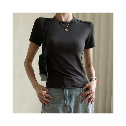 Womens Casual T-Shirts Crew Neck Short Sleeve Summer Slim Fit Crop Tops