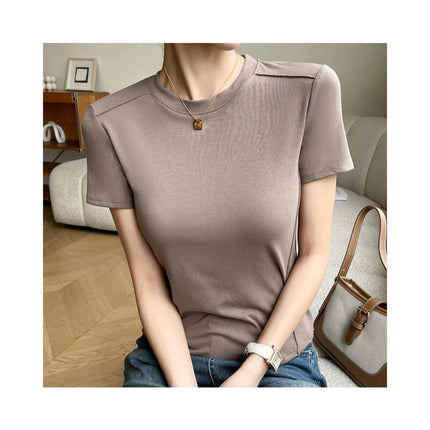 Womens Casual T-Shirts Crew Neck Short Sleeve Summer Slim Fit Crop Tops