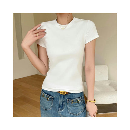 Women's Short Sleeve Crew Neck Slim Fit T Shirts Summer Basic Going Out Tops