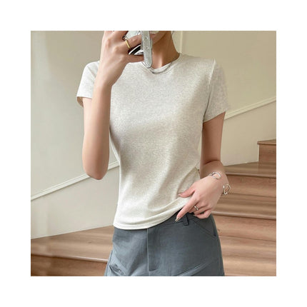 Women's Short Sleeve Crew Neck Slim Fit T Shirts Summer Basic Going Out Tops