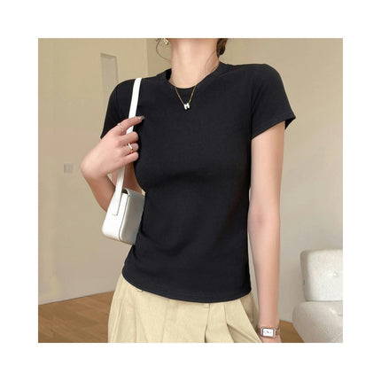 Women's Short Sleeve Crew Neck Slim Fit T Shirts Summer Basic Going Out Tops