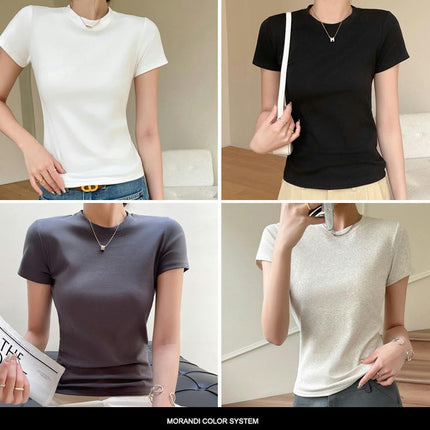 Women's Short Sleeve Crew Neck Slim Fit T Shirts Summer Basic Going Out Tops