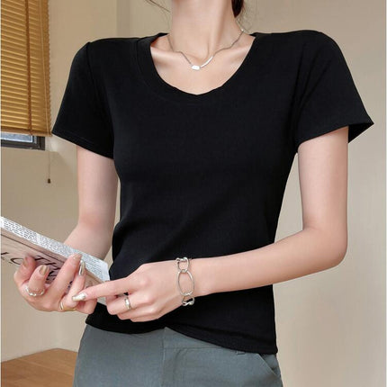 Women's Fashion Short Sleeve Slim Fit T Shirt Crew Neck Going Out Crop Tops