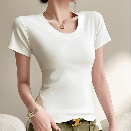 Women's Fashion Short Sleeve Slim Fit T Shirt Crew Neck Going Out Crop Tops