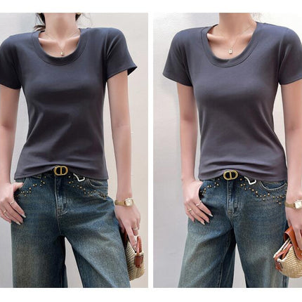 Women's Fashion Short Sleeve Slim Fit T Shirt Crew Neck Going Out Crop Tops