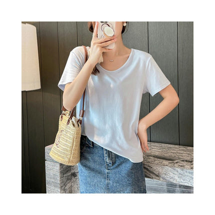 Women's Loose Tops V-Neck Short Sleeve Tees Casual Summer Tshirts