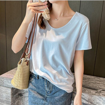 Women's Loose Tops V-Neck Short Sleeve Tees Casual Summer Tshirts