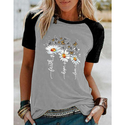 Womens Short Sleeve Crewneck Shirts Loose Casual Graphic Printed T-Shirt