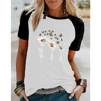 Womens Short Sleeve Crewneck Shirts Loose Casual Graphic Printed T-Shirt