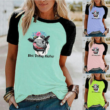 Women's Crewneck Graphic Print Short Sleeve T-Shirts Casual Loose Fit Tops