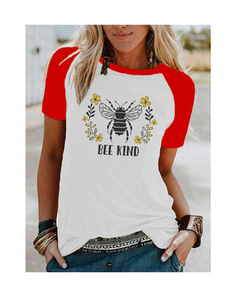 Women's Graphic Print Raglan Short Sleeve Tops Crew Neck Casual T Shirts