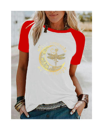 Womens Graphic Tees Short Sleeve Summer Tops Print Crew Neck Casual Cute T Shirts