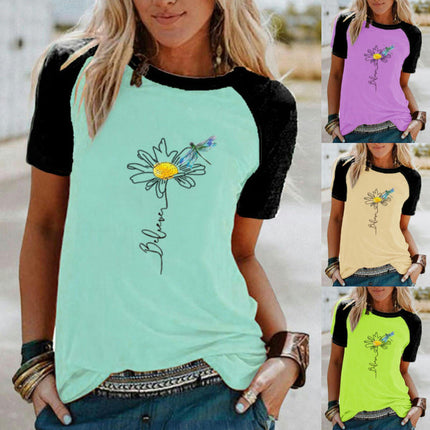 Women's T-Shirt Short Sleeve Crewneck Floral Graphic Tees Summer Print Casual Tops