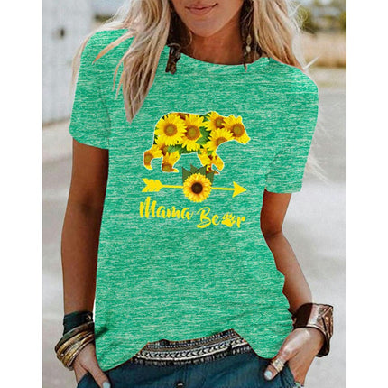 Women's Graphic Print Tops Casual Short Sleeve Summer Crew Neck T Shirt