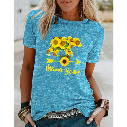 Women's Graphic Print Tops Casual Short Sleeve Summer Crew Neck T Shirt