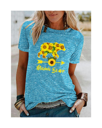 Women's Graphic Print Tops Casual Short Sleeve Summer Crew Neck T Shirt