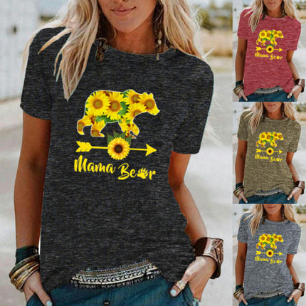 Women's Graphic Print Tops Casual Short Sleeve Summer Crew Neck T Shirt