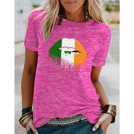 Women's Crew Neck Graphic T Shirts Print Short Sleeve Casual Summer Tops