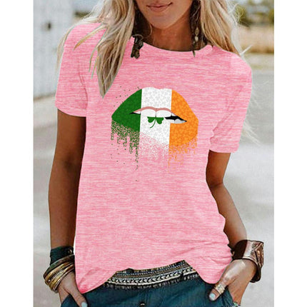 Women's Crew Neck Graphic T Shirts Print Short Sleeve Casual Summer Tops