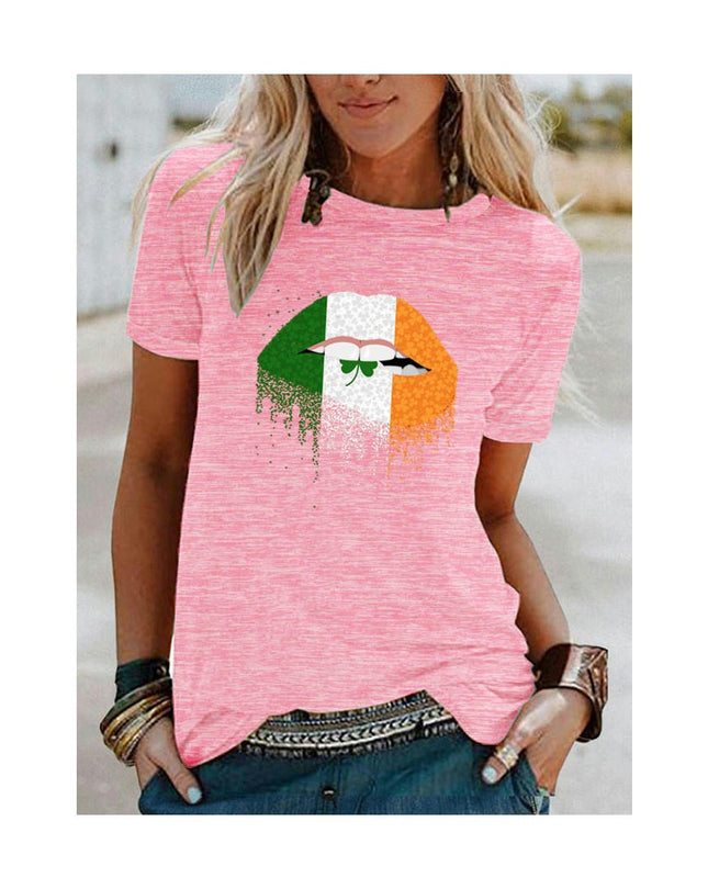 Women's Crew Neck Graphic T Shirts Print Short Sleeve Casual Summer Tops