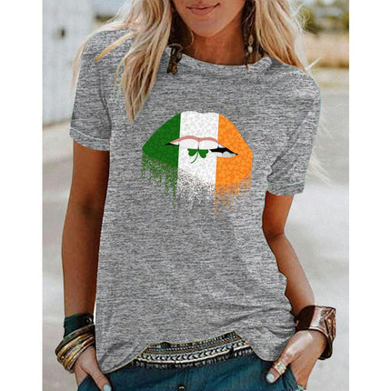 Women's Crew Neck Graphic T Shirts Print Short Sleeve Casual Summer Tops