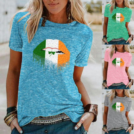 Women's Crew Neck Graphic T Shirts Print Short Sleeve Casual Summer Tops