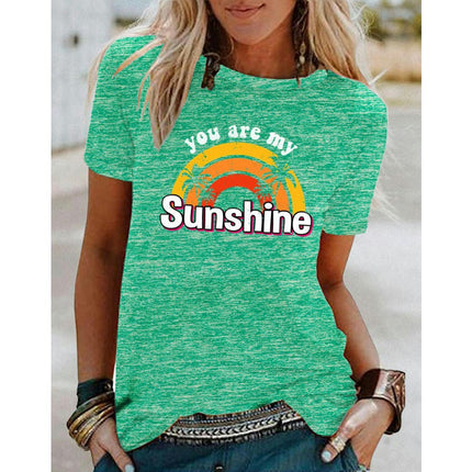 Womens T Shirt Summer Graphic Short Sleeve Crewneck Tees Casual Tops