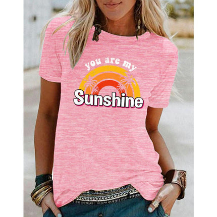 Womens T Shirt Summer Graphic Short Sleeve Crewneck Tees Casual Tops