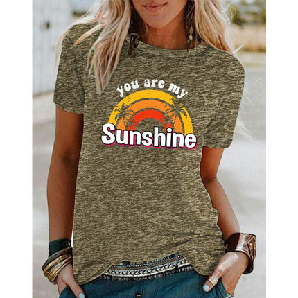 Womens T Shirt Summer Graphic Short Sleeve Crewneck Tees Casual Tops