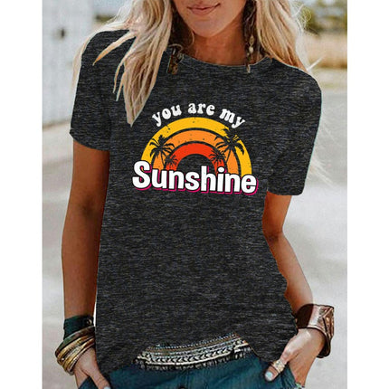 Womens T Shirt Summer Graphic Short Sleeve Crewneck Tees Casual Tops