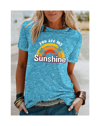 Womens T Shirt Summer Graphic Short Sleeve Crewneck Tees Casual Tops