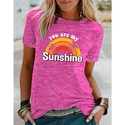 Womens T Shirt Summer Graphic Short Sleeve Crewneck Tees Casual Tops