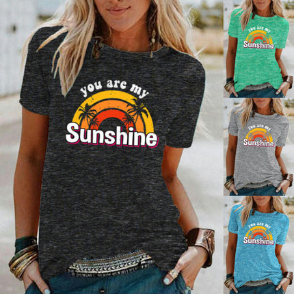 Womens T Shirt Summer Graphic Short Sleeve Crewneck Tees Casual Tops