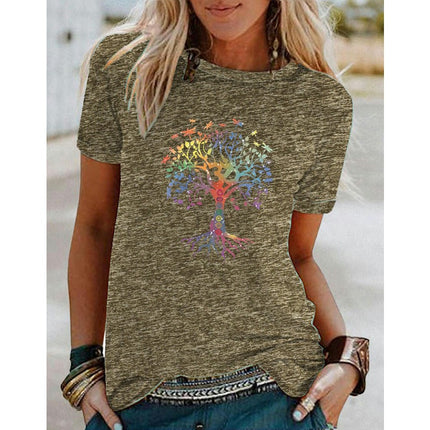 Womens Summer Funny Print Tops Short Sleeve Round Neck T-Shirts