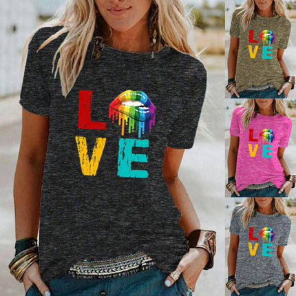 Womens Short Sleeve Graphic Tops Round Neck Tees Summer Cute T Shirts