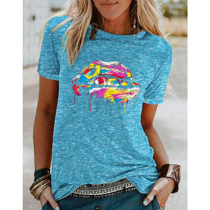 Women's Funny Print T Shirts Graphic Tees Short Sleeve Round Neck Summer Tops