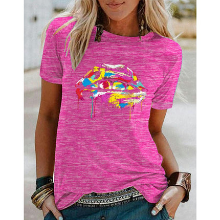 Women's Funny Print T Shirts Graphic Tees Short Sleeve Round Neck Summer Tops