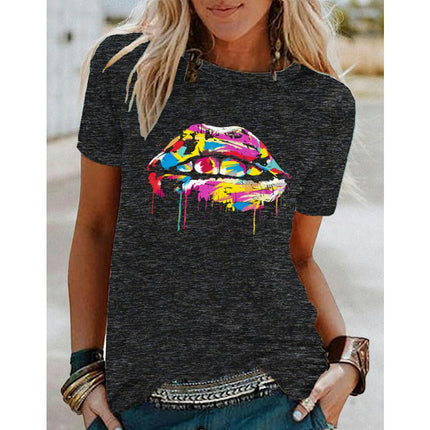 Women's Funny Print T Shirts Graphic Tees Short Sleeve Round Neck Summer Tops