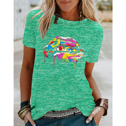 Women's Funny Print T Shirts Graphic Tees Short Sleeve Round Neck Summer Tops