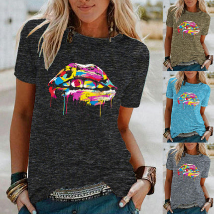 Women's Funny Print T Shirts Graphic Tees Short Sleeve Round Neck Summer Tops