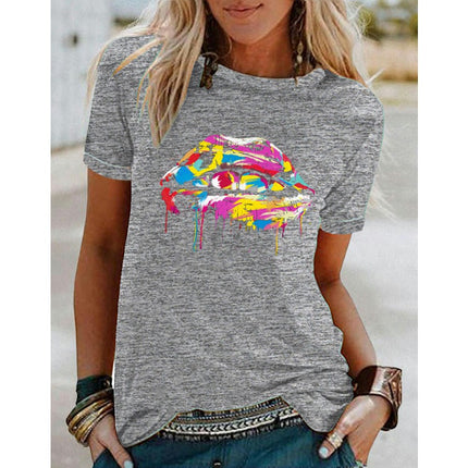 Women's Funny Print T Shirts Graphic Tees Short Sleeve Round Neck Summer Tops