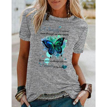 Women Crewneck Funny Print Short Sleeve T-Shirts Summer Graphic Tops