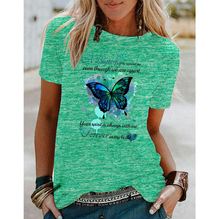 Women Crewneck Funny Print Short Sleeve T-Shirts Summer Graphic Tops