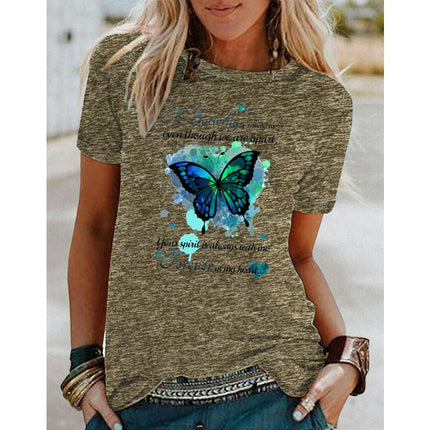 Women Crewneck Funny Print Short Sleeve T-Shirts Summer Graphic Tops