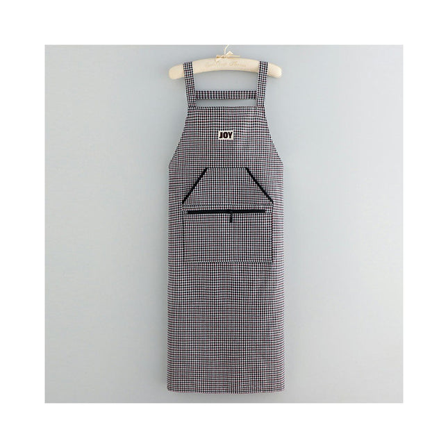 Women's Cotton Apron with Pockets - Washable Plaid Apron for Baking Cooking Gardening